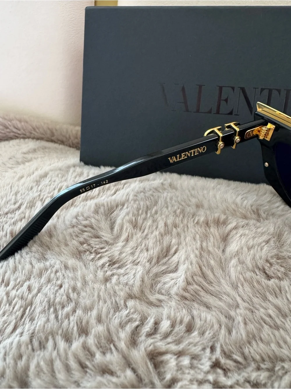 Valentino Garavani V-Goldcut Women's Black and Gold Cat-Eye Sunglasses